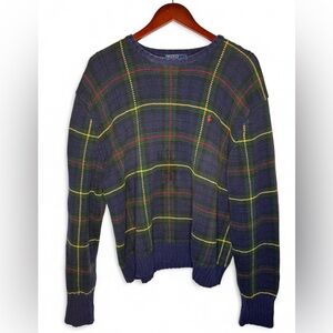 Vintage Pre Loved Polo Ralph Lauren Plaid Wool Knit Sweater